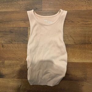 Aerie Peach Ribbed Tank Top with Rouched Detail